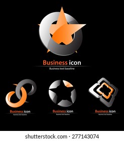 Orange gray business icon set for creative design