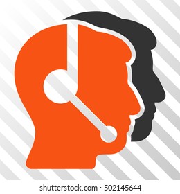 Orange And Gray Call Center Operators interface icon. Vector pictograph style is a flat bicolor symbol on diagonal hatch transparent background.