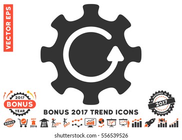 Orange And Gray Cog Rotation Direction pictogram with bonus 2017 year trend images. Vector illustration style is flat iconic bicolor symbols, white background.