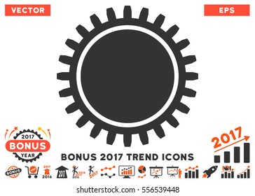 Orange And Gray Cogwheel icon with bonus 2017 trend clip art. Vector illustration style is flat iconic bicolor symbols, white background.