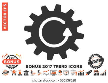 Orange And Gray Cogwheel Rotation icon with bonus 2017 year trend icon set. Vector illustration style is flat iconic bicolor symbols, white background.