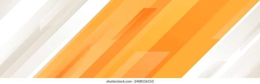 Orangefarbene und graue diagonale Fußzeilenkonstruktion. Abstrakter horizontaler Sporthintergrund. Große, sportliche Banner-Vorlage für Präsentation, Fußzeile, Header, Poster. Geometrisches Hintergrundbild mit Farbverlauf-Geometrie. Vektorgrafik