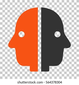 Orange And Gray Dual Face toolbar icon. Vector pictograph style is a flat bicolor symbol on chess transparent background.
