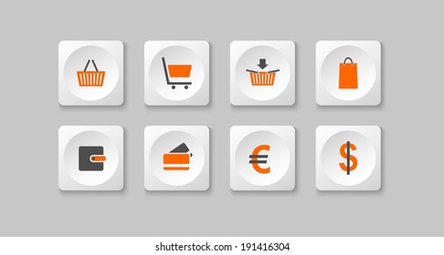 orange and gray eshop buttons, vector illustration, eps10