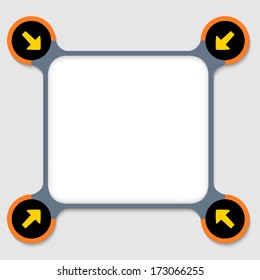 orange and gray frame for any text with four arrows