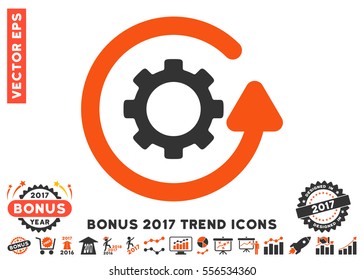 Orange And Gray Gearwheel Rotation Direction pictogram with bonus 2017 year trend images. Vector illustration style is flat iconic bicolor symbols, white background.