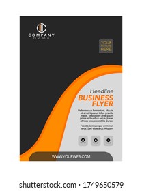 Orange and gray geometric brochure. Vector flyer design. A4 size layout