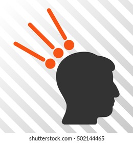 Orange And Gray Head Test Connectors interface toolbar icon. Vector pictograph style is a flat bicolor symbol on diagonal hatch transparent background.