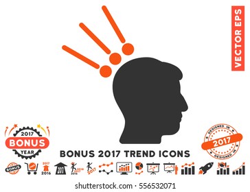 Orange And Gray Head Test Connectors icon with bonus 2017 trend design elements. Vector illustration style is flat iconic bicolor symbols, white background.