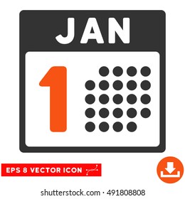 Orange And Gray January First EPS vector icon. Illustration style is flat iconic bicolor symbol on a white background.