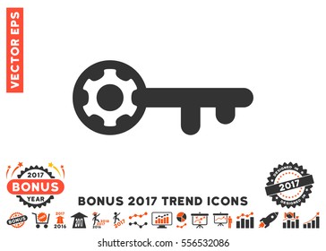 Orange And Gray Key Options pictogram with bonus 2017 trend pictures. Vector illustration style is flat iconic bicolor symbols, white background.