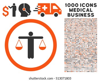 Orange And Gray Lawyer vector bicolor rounded icon. Image style is a flat icon symbol inside a circle, white background. Bonus clip art is 1000 medical business pictograms.