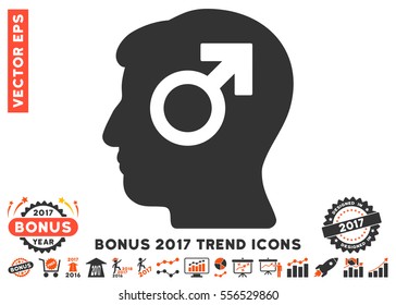Orange And Gray Mind Potency pictograph with bonus 2017 trend pictograph collection. Vector illustration style is flat iconic bicolor symbols, white background.