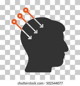 Orange And Gray Neural Interface Connectors interface icon. Vector pictogram style is a flat bicolor symbol on chess transparent background.