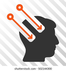 Orange And Gray Neural Interface toolbar pictogram. Vector pictogram style is a flat bicolor symbol on diagonal hatch transparent background.