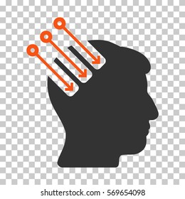Orange And Gray Neuro Interface interface pictogram. Vector pictogram style is a flat bicolor symbol on chess transparent background.