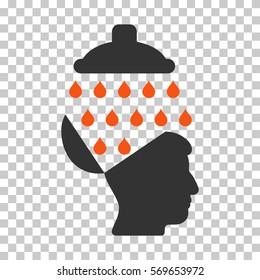 Orange And Gray Open Brain Shower interface icon. Vector pictogram style is a flat bicolor symbol on chess transparent background.