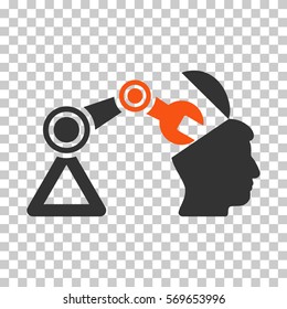 Orange And Gray Open Head Surgery Manipulator interface pictogram. Vector pictograph style is a flat bicolor symbol on chess transparent background.