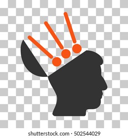 Orange And Gray Open Mind Interface interface pictogram. Vector pictograph style is a flat bicolor symbol on chess transparent background.