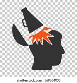 Orange And Gray Open Mind Megaphone interface toolbar icon. Vector pictogram style is a flat bicolor symbol on chess transparent background.