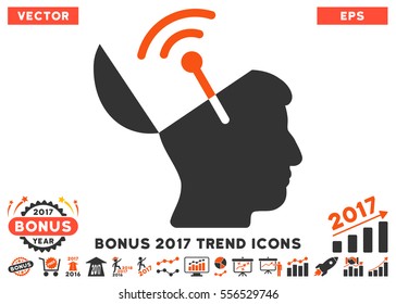 Orange And Gray Open Mind Radio Interface pictogram with bonus 2017 year trend design elements. Vector illustration style is flat iconic bicolor symbols, white background.