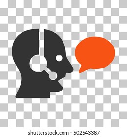 Orange And Gray Operator Message Balloon interface icon. Vector pictograph style is a flat bicolor symbol on chess transparent background.