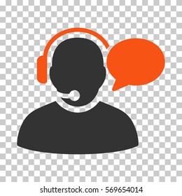 Orange And Gray Operator Message toolbar pictogram. Vector pictograph style is a flat bicolor symbol on chess transparent background.