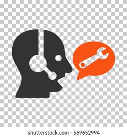 Orange And Gray Operator Service Message interface pictogram. Vector pictograph style is a flat bicolor symbol on chess transparent background.