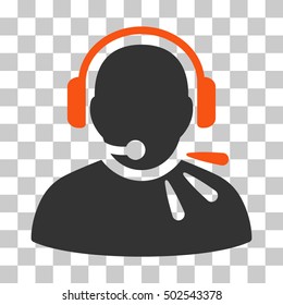 Orange And Gray Operator Speech interface toolbar pictogram. Vector pictograph style is a flat bicolor symbol on chess transparent background.