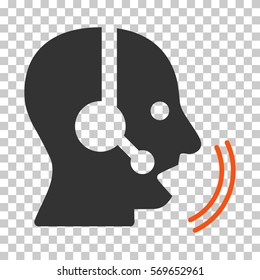 Orange And Gray Operator Speech interface icon. Vector pictograph style is a flat bicolor symbol on chess transparent background.