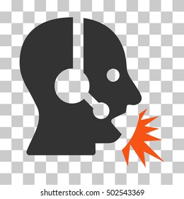 Orange And Gray Operator Speech toolbar icon. Vector pictogram style is a flat bicolor symbol on chess transparent background.