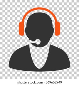 Orange And Gray Operator toolbar pictogram. Vector pictograph style is a flat bicolor symbol on chess transparent background.