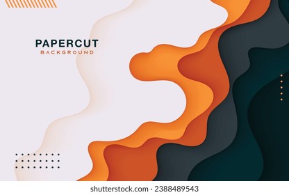 Orange and gray papercut background multi layers decorative