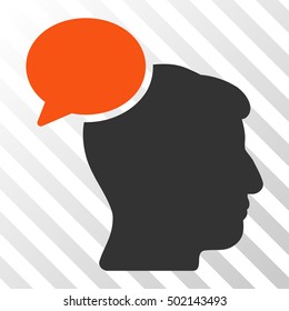 Orange And Gray Person Idea toolbar icon. Vector pictogram style is a flat bicolor symbol on diagonal hatch transparent background.