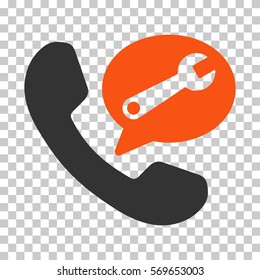 Orange And Gray Phone Service Message interface toolbar pictogram. Vector pictograph style is a flat bicolor symbol on chess transparent background.