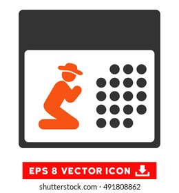 Orange And Gray Pray Calendar EPS vector icon. Illustration style is flat iconic bicolor symbol on a white background.