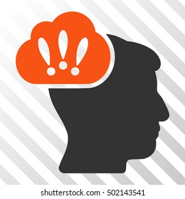 Orange And Gray Problem Brainstorm interface toolbar pictogram. Vector pictogram style is a flat bicolor symbol on diagonal hatch transparent background.