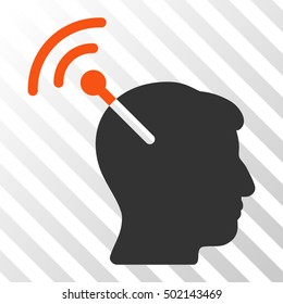 Orange And Gray Radio Neural Interface interface toolbar icon. Vector pictogram style is a flat bicolor symbol on diagonal hatch transparent background.