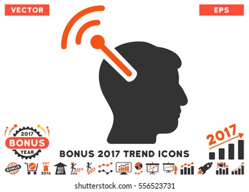 Orange And Gray Radio Neural Interface pictogram with bonus 2017 year trend design elements. Vector illustration style is flat iconic bicolor symbols, white background.