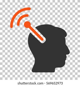 Orange And Gray Radio Neural Interface interface toolbar pictogram. Vector pictogram style is a flat bicolor symbol on chess transparent background.