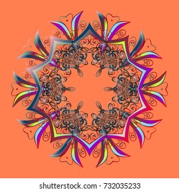 Orange, gray and red orange, gray and red colors. Christmas pattern with snowflakes abstract background. Vector. Holiday design for Christmas and New Year fashion prints.