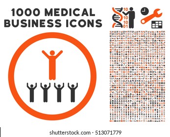 Orange And Gray Religion Adepts vector bicolor rounded icon. Image style is a flat icon symbol inside a circle, white background. Bonus clip art has 1000 healthcare business pictograms.