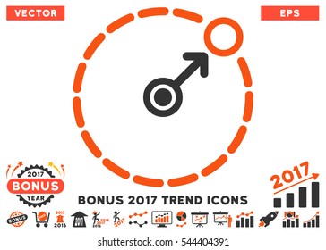 Orange And Gray Round Area Border pictogram with bonus 2017 trend symbols. Vector illustration style is flat iconic bicolor symbols, white background.