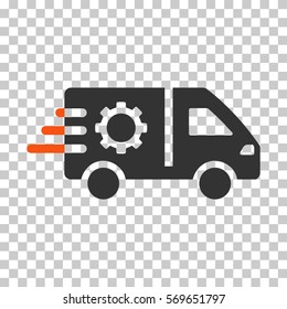 Orange And Gray Service Car interface toolbar pictogram. Vector pictograph style is a flat bicolor symbol on chess transparent background.