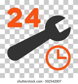 Orange And Gray Service Hours toolbar pictogram. Vector pictograph style is a flat bicolor symbol on chess transparent background.