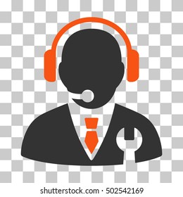 Orange And Gray Service Manager interface toolbar pictogram. Vector pictograph style is a flat bicolor symbol on chess transparent background.