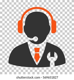 Orange And Gray Service Manager interface pictogram. Vector pictograph style is a flat bicolor symbol on chess transparent background.