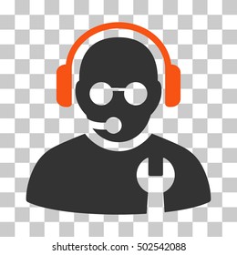 Orange And Gray Service Operator interface pictogram. Vector pictogram style is a flat bicolor symbol on chess transparent background.