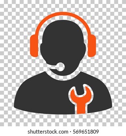 Orange And Gray Service Operator toolbar pictogram. Vector pictograph style is a flat bicolor symbol on chess transparent background.