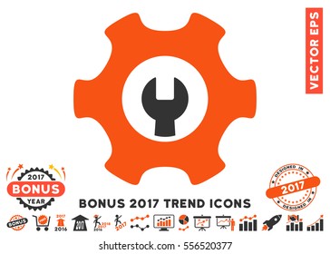 Orange And Gray Service Tools icon with bonus 2017 year trend elements. Vector illustration style is flat iconic bicolor symbols, white background.